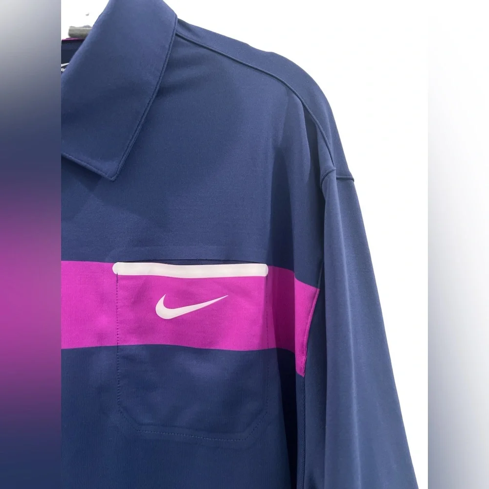 Nike Dri-Fit Mens Golf Shirt XL Blue Welt Pocket‎ 100% Polyester
